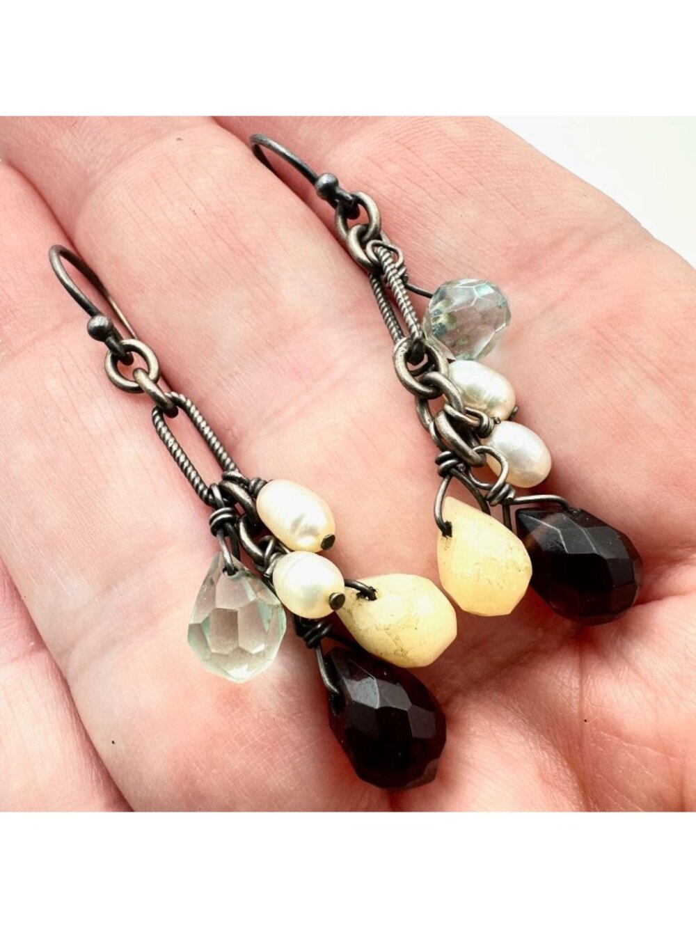 SILPADA 925 Sterling Silver Freshwater Pearl and Glass Bead Earrings W1246
